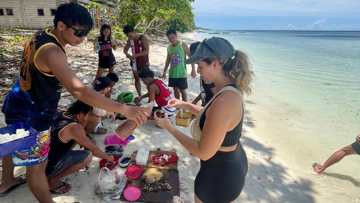 Fresh kinilaw (Filipino ceviche) served at a beachside restaurant in Siquijor